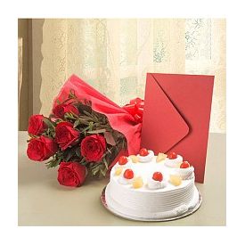 Cake with Roses & Card