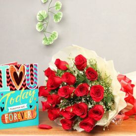 20 Red Roses with Greeti...