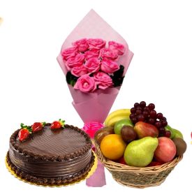 Roses with Cake and Frui...